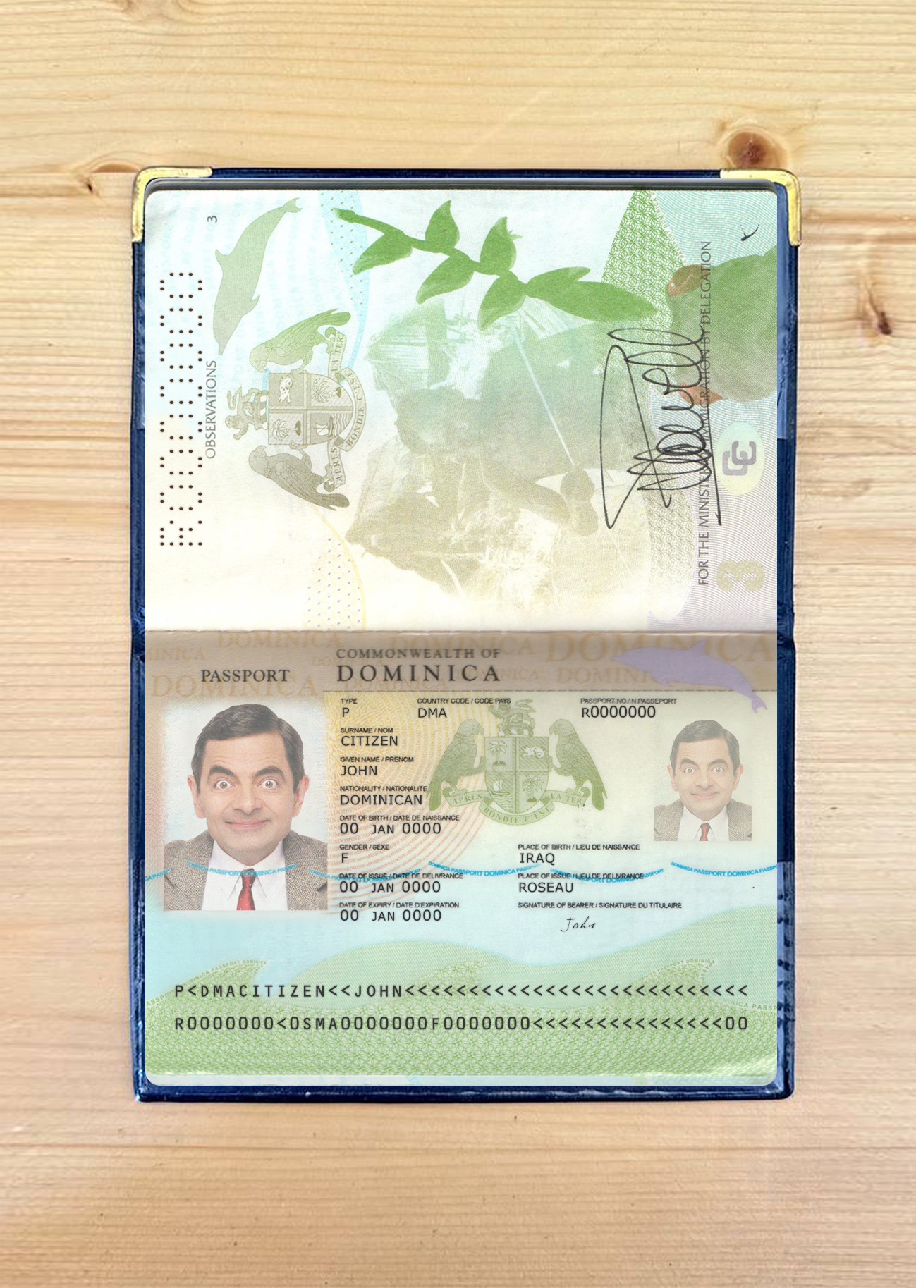 Dominica passport new 2019 present photolook PSD template